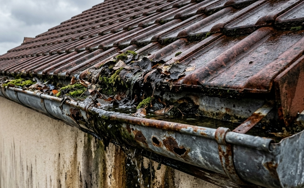 Nettoyage et débouchage de gouttière et évacuations pluviales obstruées