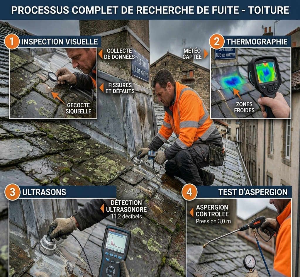 Processus d'analyse et recherche de fuite de toiture par HDC Rénov Habitat